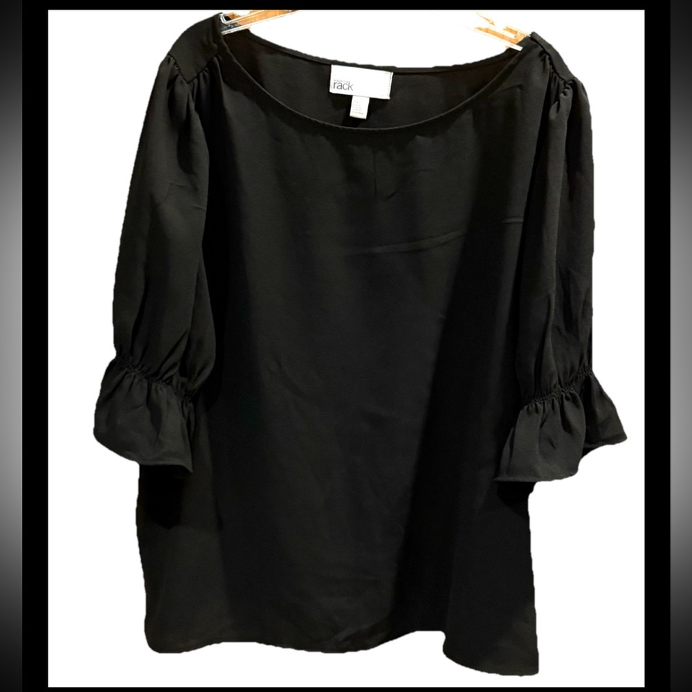 Nordstrom Rack Black Pullover Blouse Bell Sleeves Size XL